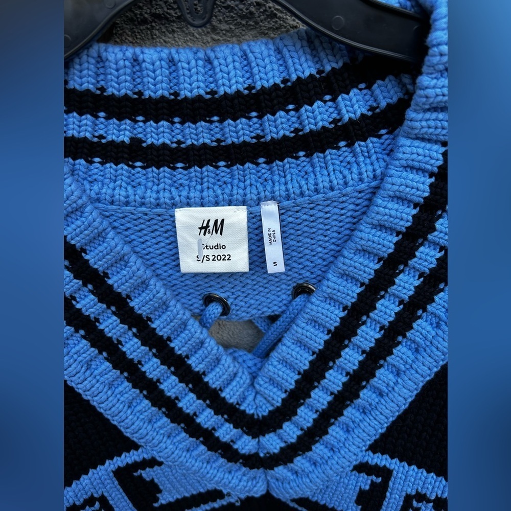 H&M Studio Collection Chunky Knit Sweater Black/Blue - Picture 11 of 14